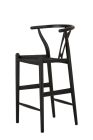 Replica Wishbone Counter Stool - Black Frame with Black Cord Seat - ** Only 6 Left in Stock **
