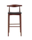 Replica Elbow Bar Stool 75 cm Seat Height - Dark Walnut Frame with Black Seat