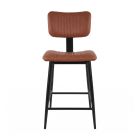 Retro Victoria Vintage Brown Upholstered Kitchen Counter Stool - 66cm