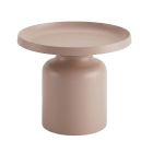 Sigge Side Table Light Cappuccino  - Javi Pedestal Tray Side Table