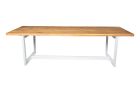 Svea 260 cm Elm Timber Dining Table by Dane Craft - White Metal Legs