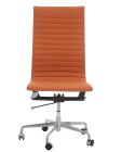 Replica Charles Eames Tan Leather Office Chair - High Back with No Armrest