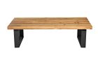 Viggo 140 cm Elm Timber Coffee Table with Black Base - 50 mm Thick Timber