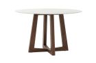 Zodiac Scandinavian Round Dining Table - 120 cm White Carrara Marble and Walnut