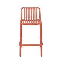 A straight-on front view of the vivid terracotta Bordeaux Bar Stool, clearly showcasing the supportive 65cm seat height and highly stable leg design.