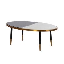 Dante Coffee Table Large - Art Deco Stone & Brass 