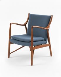 Finn Juhl 45 Lounge Chair Replica - Walnut Frame and Teal Fabric.jpg