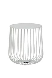 White Bedside Table - Geometric wire side table