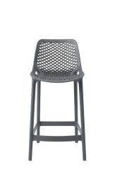 Front view of the Ozone 65 cm Kitchen Stool in anthracite grey, showing the perforated backrest and sturdy construction suitable for kitchen islands.