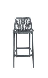 Front view of the Ozone 75 cm Plastic Outdoor Bar Stool in anthracite grey, showing the perforated backrest and sturdy leg structure.
