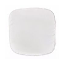 A clear, straight-on front view of the white replacement seat pad designed specifically for the Replica Bend Chair, showcasing its clean finish and custom-fit shape.