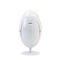 Front view of the Large White Replica Ovetto Waste Bin, showing its sleek 90cm tall egg-shaped curve and closed push-flaps.