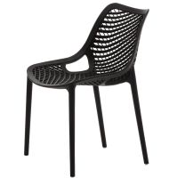 An angled perspective of the black Replica Ozone Chair, beautifully highlighting the contemporary silhouette and the highly supportive, contoured criss-cross seat design.