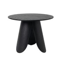 A straight-on front view of the black Replica Peyote Short Side Table, showcasing its low 45cm profile and the striking, organically curved plywood legs.