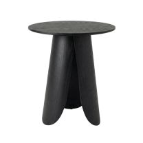 Front view of the Replica Peyote Tall Side Table in Black, showcasing its 55cm height and the elegant sweep of its three heat-moulded curved legs.