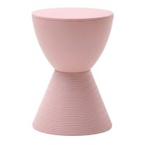 Front angled view of the Replica Prince AHA Stool in pink plastic, showing its hourglass shape and smooth matte finish.