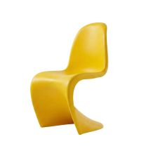 Front angle view of the Yellow Replica S Chair, showcasing its seamless single-piece moulded design and vibrant, cheerful colour.