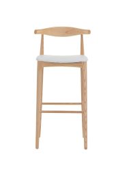 Replica Elbow Bar Stool 75 cm Seat Height - Natural Frame with White Seat