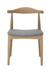 Replica Elbow Dining Chair with Grey Fabric Seat