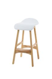 Replica Erik Buch Bar Stool 67 cm in White Leather and Timber