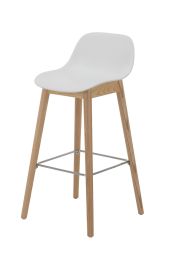 Replica Fiber Bar Stool with Backrest 75 cm - Wood Base