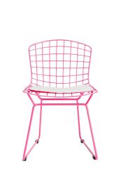 Replica Kids Bertoia Pink Chair with White Seat Pad