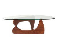 Replica Noguchi Glass and Timber Coffee Table - Darker Walnut