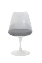 Replica White Tulip Chair with Grey Seat Pad