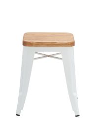 Replica Xaviar Pauchard Low Stool 45 cm White with Wood Seat