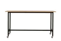 Replica Xavier Pauchard Ash Timber Bar Table 190 cm with Black Frame and Castor Wheels