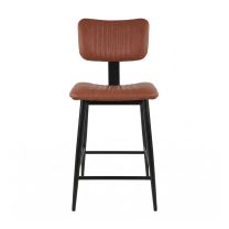 Front-on view of the Retro Victoria Brown Counter Stool, showcasing the clean, 1980s-inspired silhouette and supportive footrest.