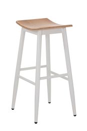 Robusta Metal Bar Stool 75 cm White Frame and Timber Seat