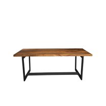 Svea Walnut Dining Table 200cm Long with Black Powdercoat Base