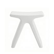 Front-on view of the White Plastic Butterfly Stool, highlighting the symmetrical, wing-like design of the seat and base.