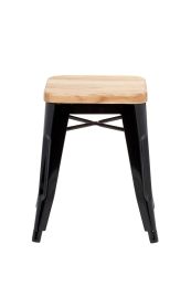 Xavier Pauchard 45 cm Low Stool - Black with Timber Seat