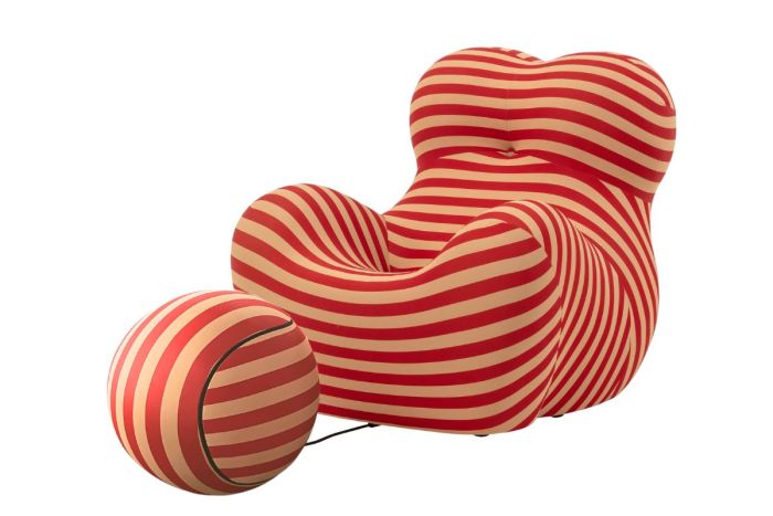 Replica Up Lounge Chair- Red and Beige Stripe - Gaetano Pensce design