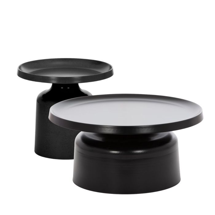 Black Sigge Coffee Table - Round Metal Coffee Table - Javi Pedestal