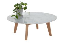 Lund Round Marble and Timber Coffee Table 100 cm