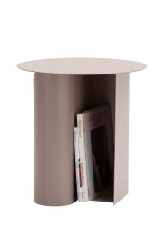 Metal Side Table with Magazine Holder - Light Coffee
