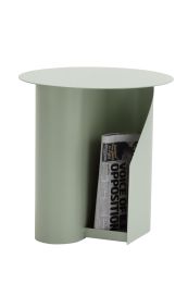 Metal Side Table with Magazine Storage - Soft Green