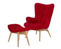 Premium Grant Featherston Chair and Ottoman Red