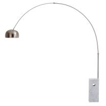 Replica Arc Lamp by Achille Castiglioni with Rectangular White Marble Base