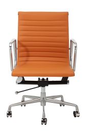 Replica Eames Group Tan Leather Office Chair - Low Back