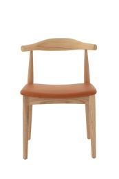 Replica Hans Wegner Elbow Chair - Natural Frame with Tan Seat Pad