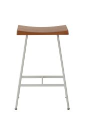 Replica HC2 Bar Stool - White Metal Frame and Oak - 65 cm Seat Height