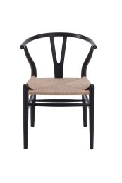 Replica Wishbone Chair - Black timber frame with Natural Seat