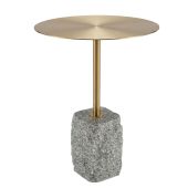 Pravina Collection: Kelvin Faceted Granite Side Table – Brushed Gold