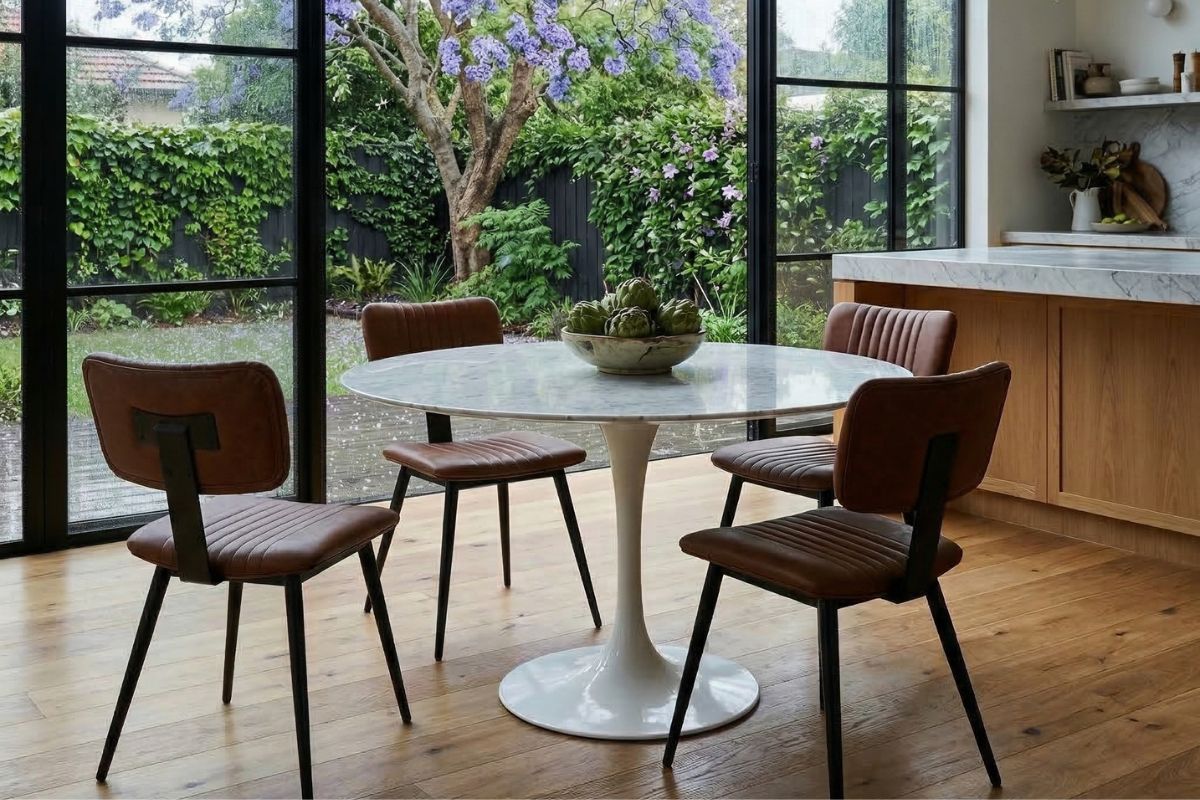 Victoria-vintage-brown-dining-chair-tulip-marble