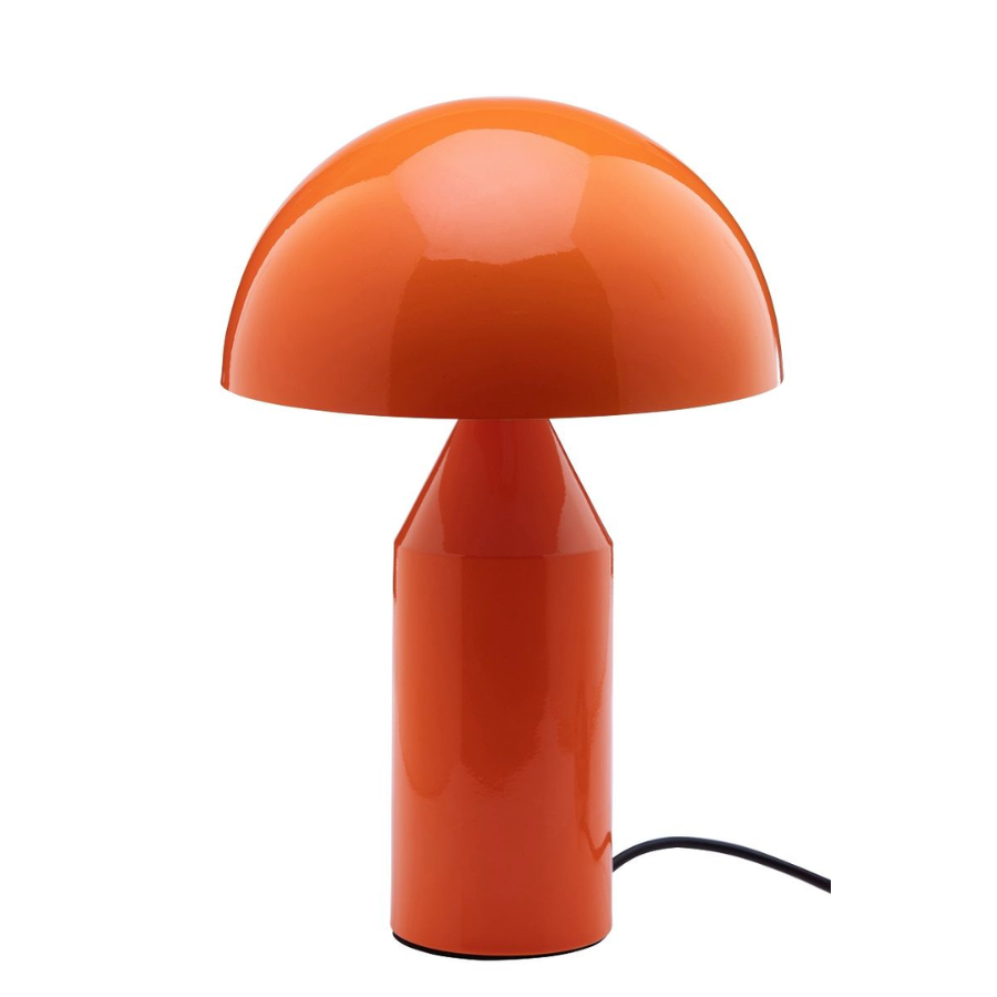 Orange Retro Lamp with Domed Shade and Glossy Finish