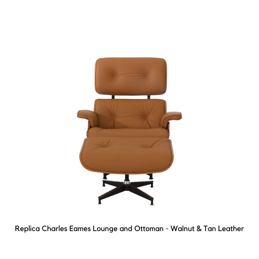 Replica Charles Eames Lounge and Ottoman Walnut - Tan Italian Leather